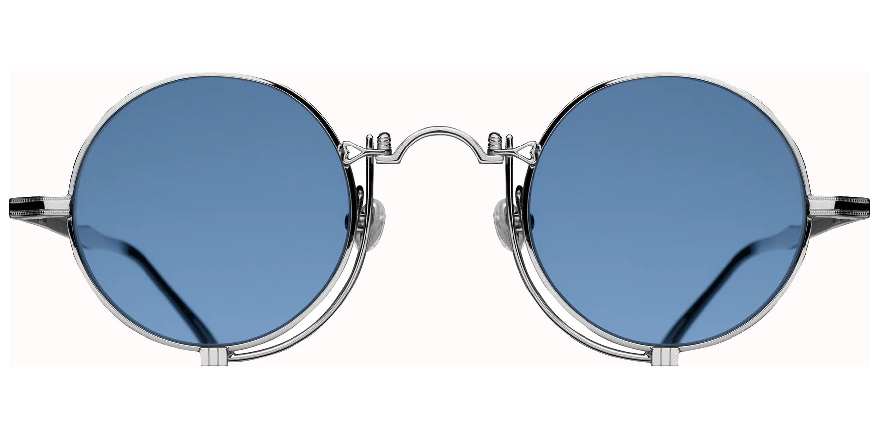 Matsuda Palladium White Round Sunglasses 10601H.SG.PW.45 Cobalt Blue Lens 45mm