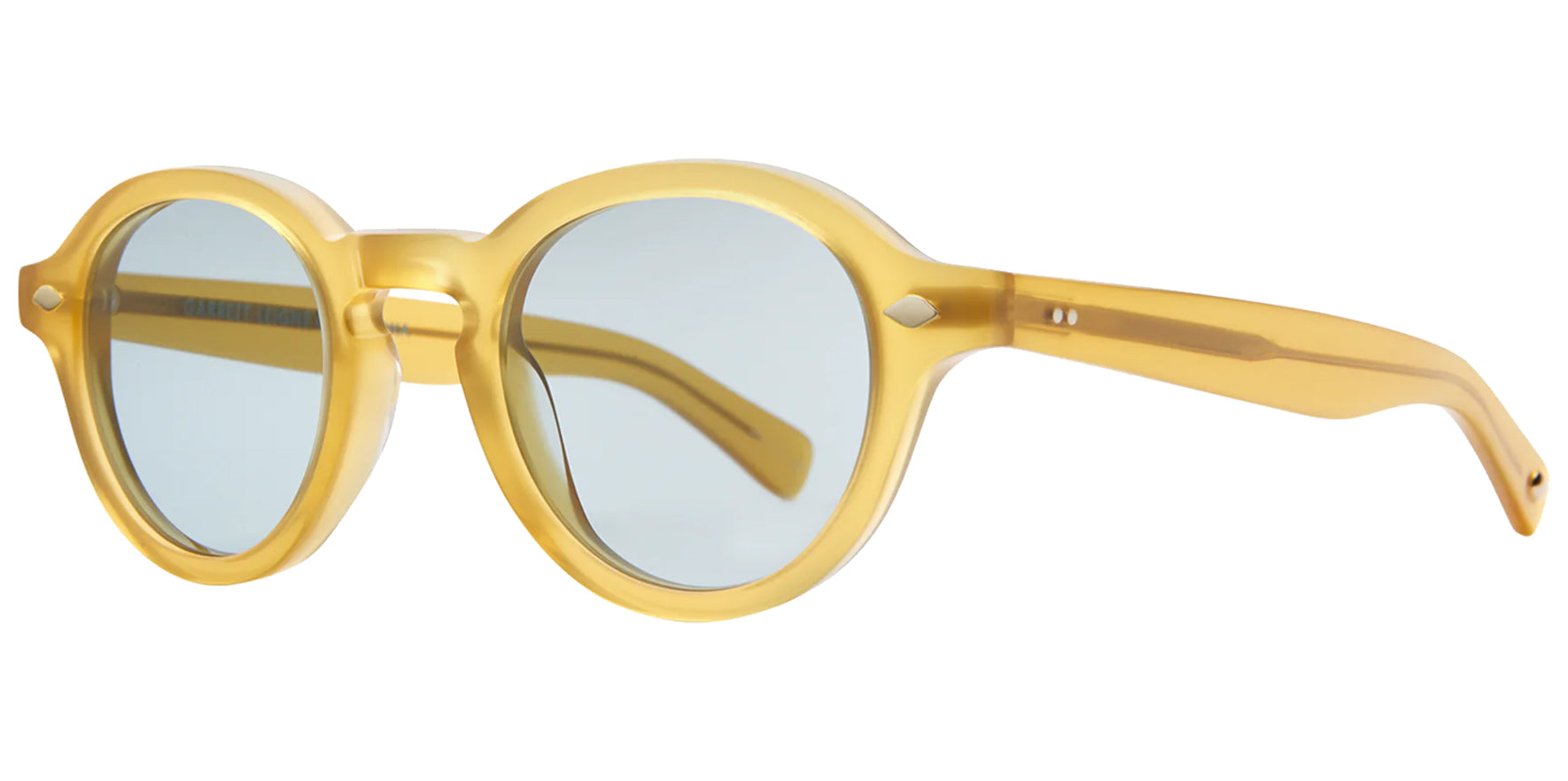Garrett Leight Flipper Sun Blondie Round Sunglasses 2110-45-BLON-SFPBLU Semi-Flat Pure Blue Lens 45mm