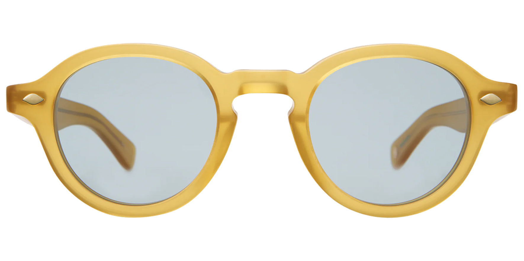 Garrett Leight Flipper Sun Blondie Round Sunglasses 2110-45-BLON-SFPBLU Semi-Flat Pure Blue Lens 45mm