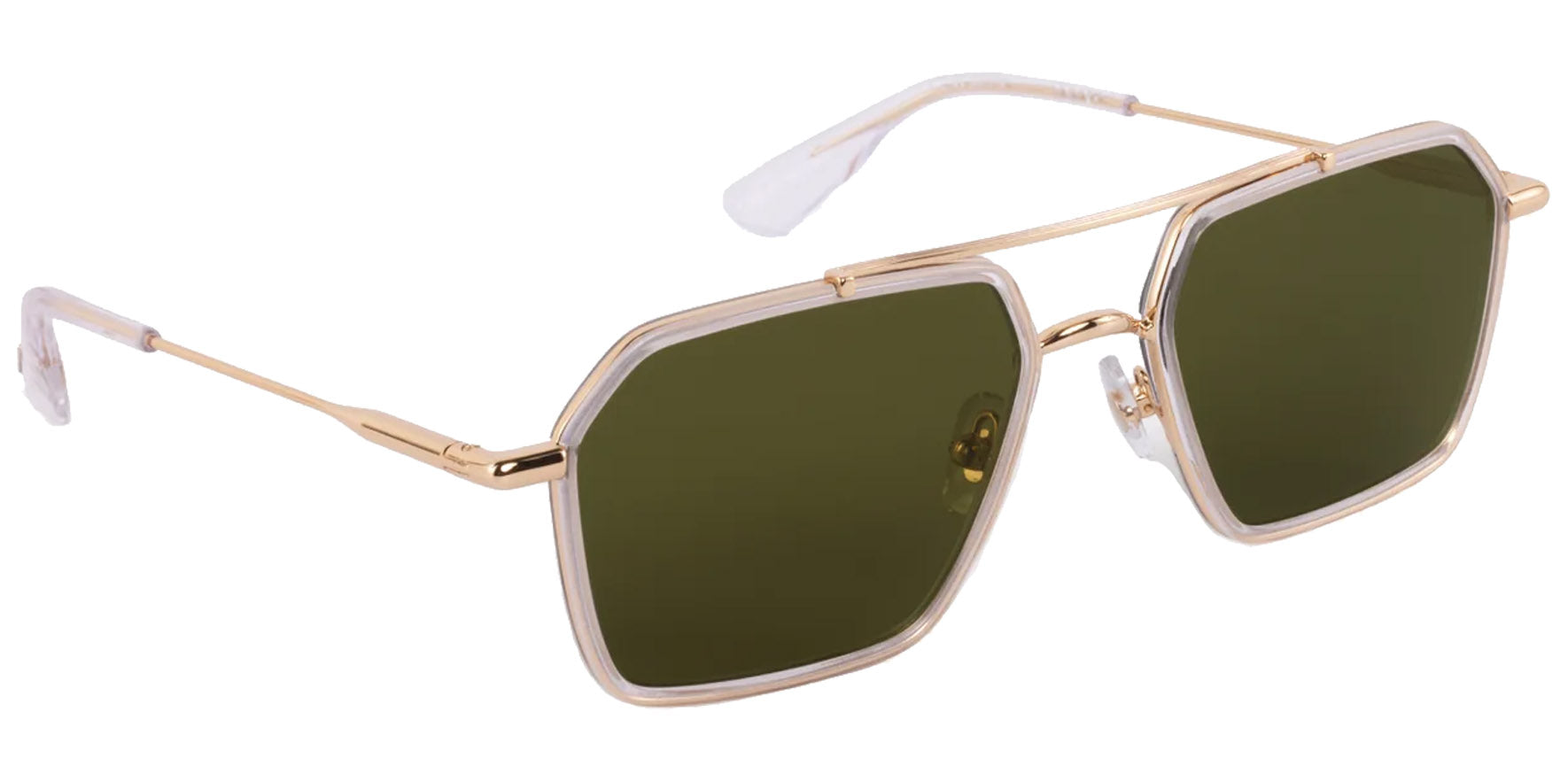 Krewe Emery 18K + Crystal Navigator Sunglasses 29850 Polarized Grass Green Lens 53mm