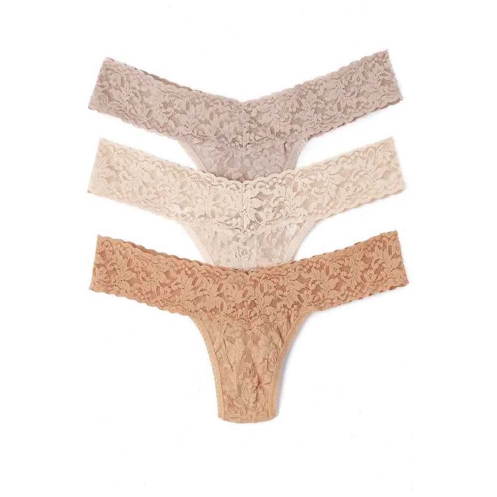 Hanky Panky Signature Lace Original Rise Thongs, Neutral, 3-Pack - 48113PK-CHTP