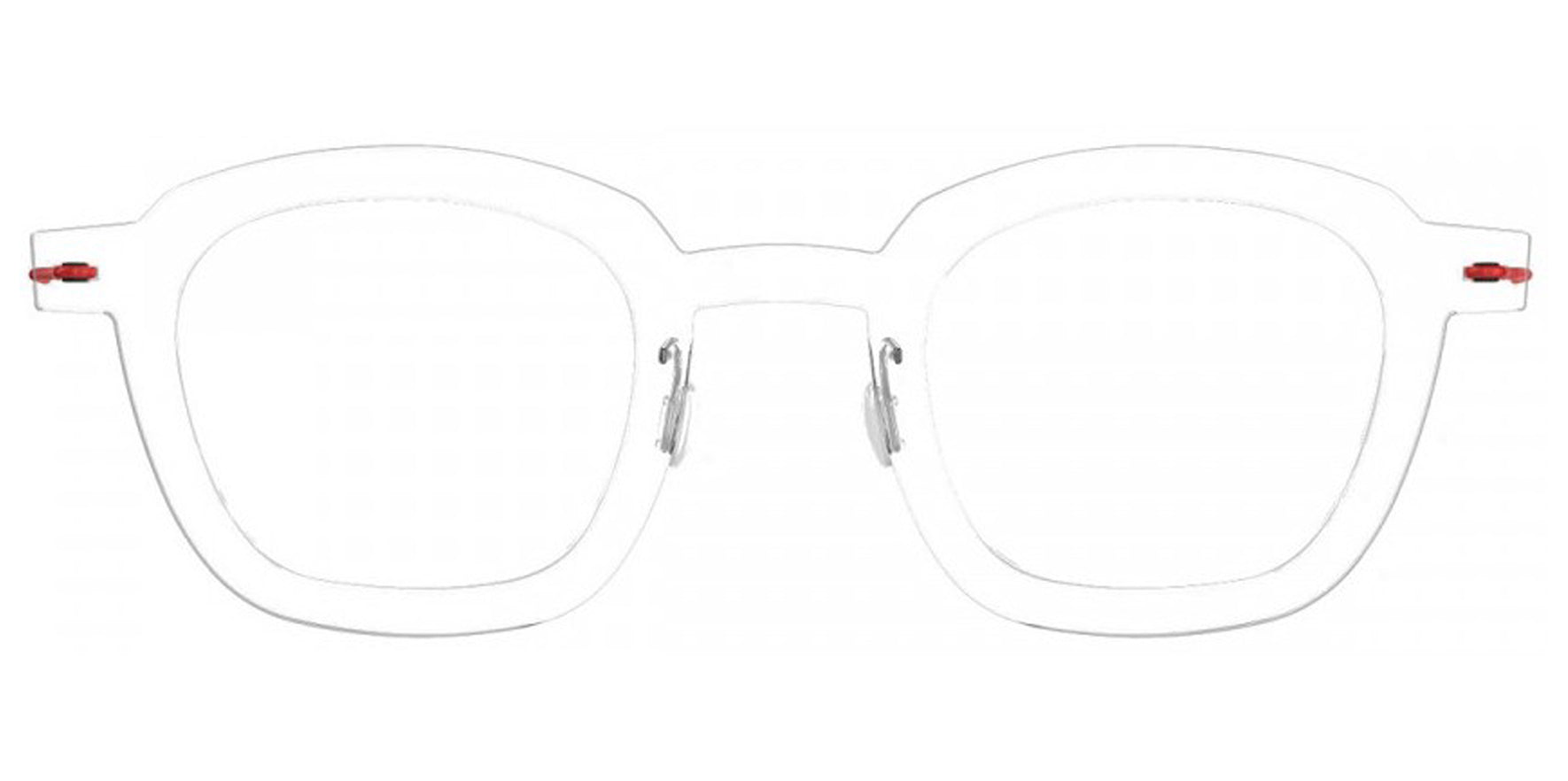 Lindberg N.O.W. Titanium Clear Soft Square Eyeglass Frames w/ Red Temples 6587-C01-92 Clear Demo Lens 43mm