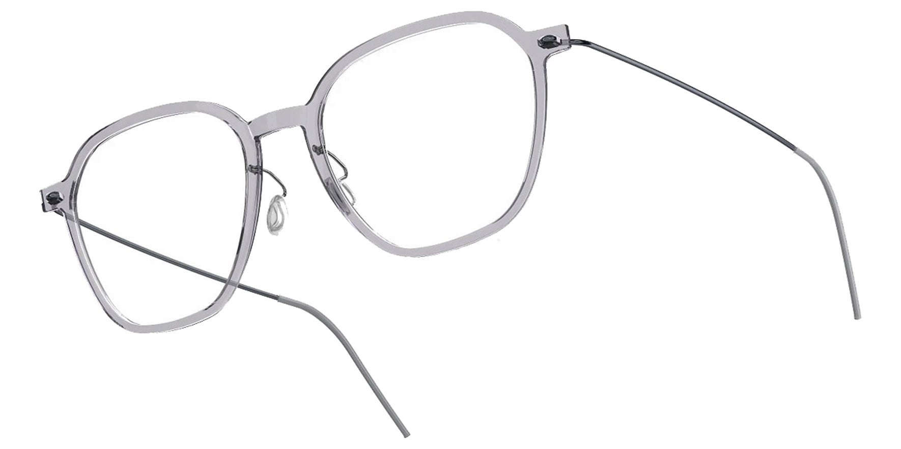 Lindberg N.O.W. Titanium Transparent Grey Geometric Square Eyeglass Frames 6627-C07-PU16 Clear Demo Lens 50mm