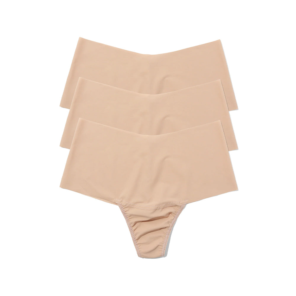 Hanky Panky Breathesoft High Rise Thong, Taupe, 3-Pack, Medium - 6J1921B3PK-TAU3-M