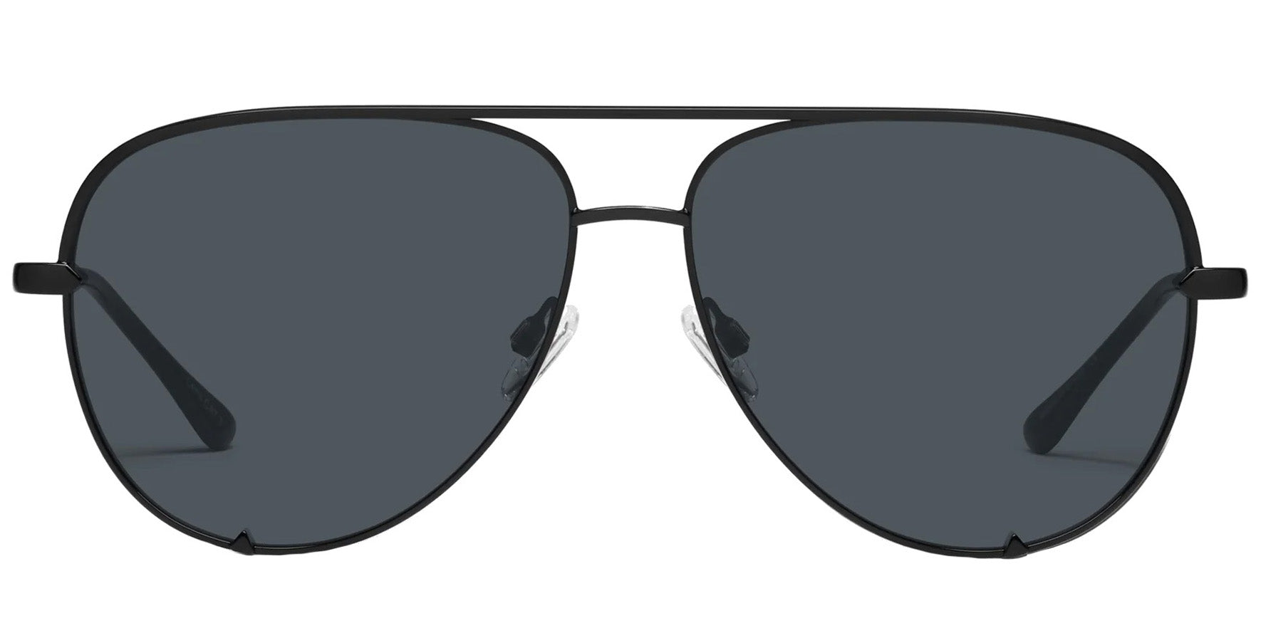 Quay High Key Mini Matte Black Aviator Sunglasses QC-000268-BLKSMK Polarized Smoke Lens 60mm