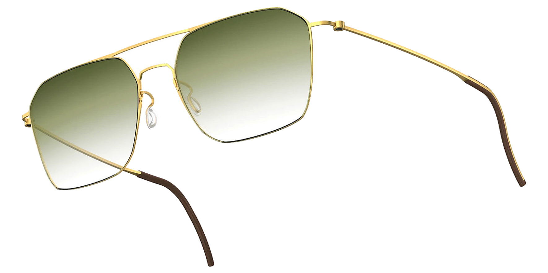Lindberg Sun Gold-Tone Geometric Rectangle Sunglasses 8809-GTGT Grey/Green Gradient Lens 57mm