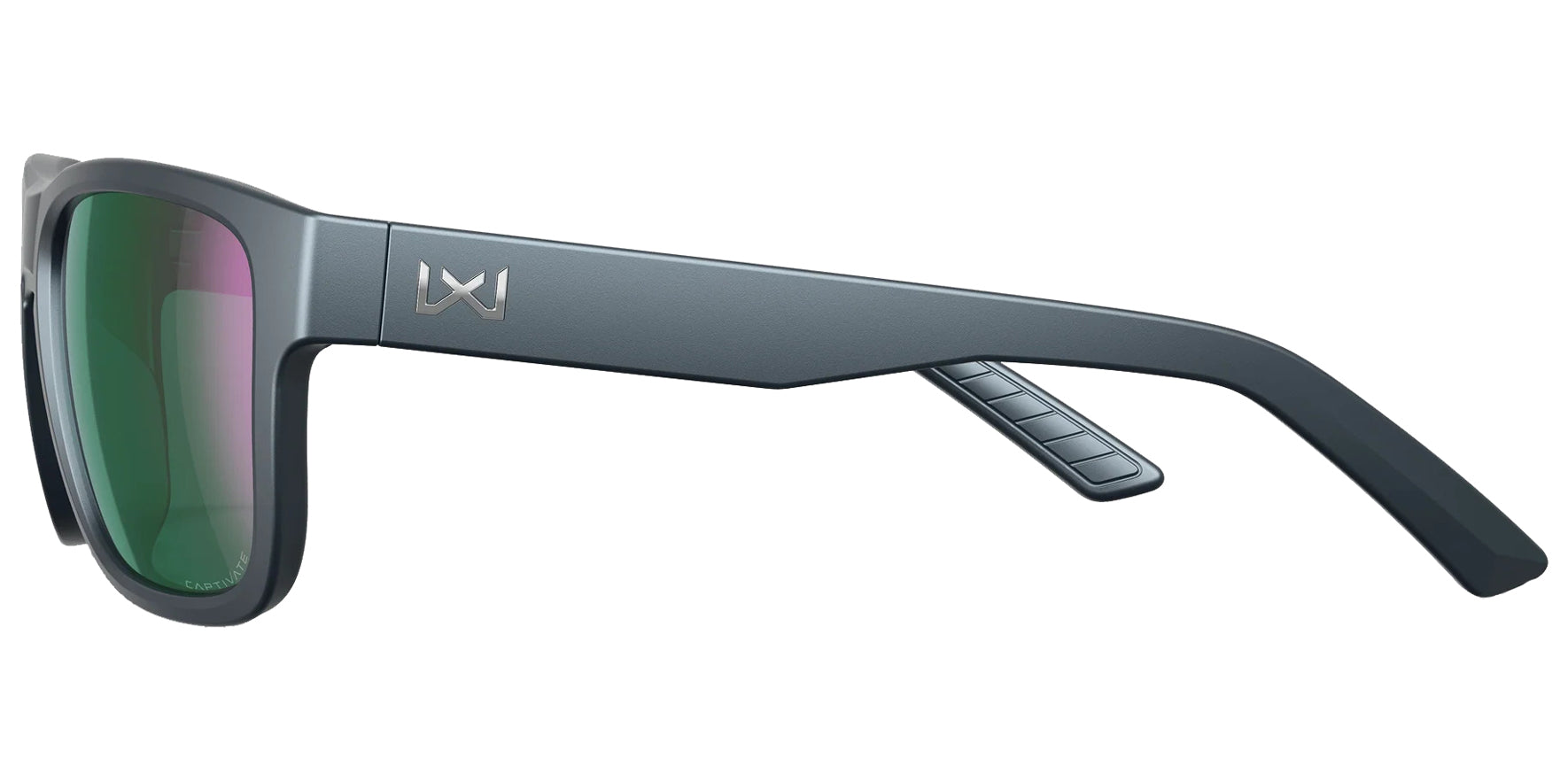 Wiley X Ovation Matte Graphite Grey Rectangular Sunglasses AC6OVN17 CAPTIVATE™ Polarized Green Mirror Lens 56mm