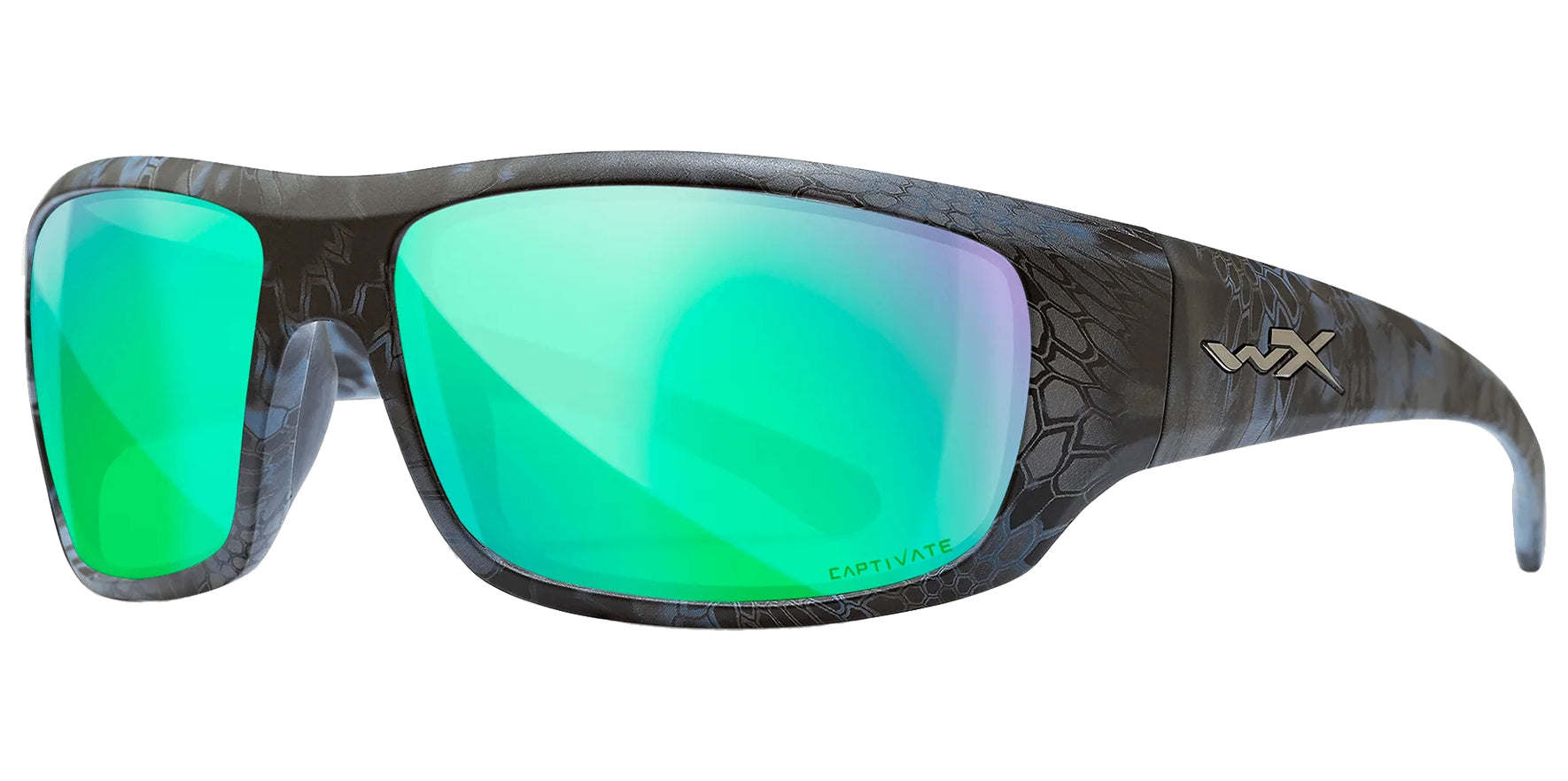 Wiley X Omega Kryptek® Neptune Wraparound Sunglasses ACOME13 CAPTIVATE™ Polarized Green Mirror Lens 66mm