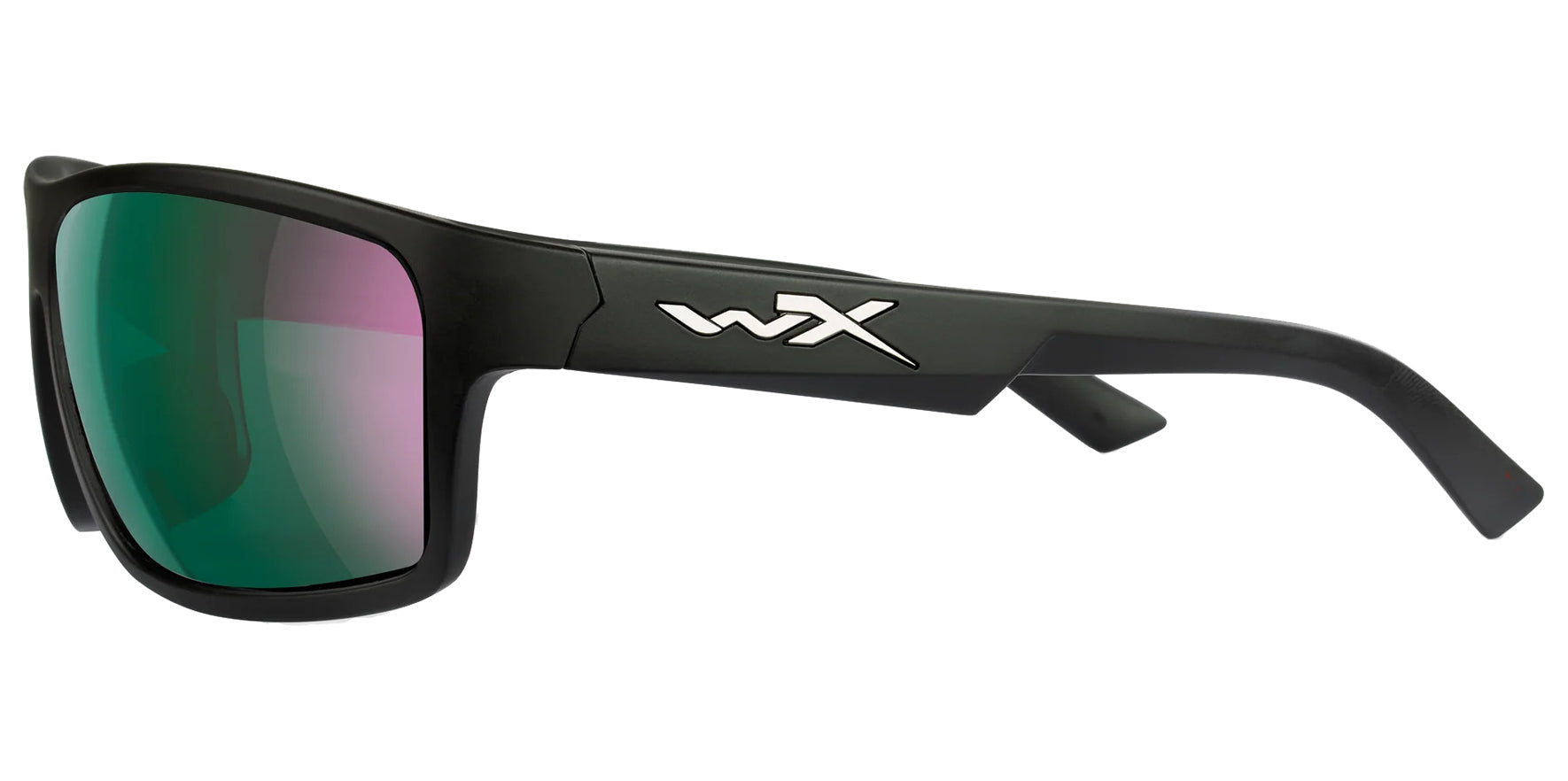 Wiley X Peak Matte Black Wraparound Sunglasses ACPEA07 CAPTIVATE™ Polarized Green Mirror Lens 65mm