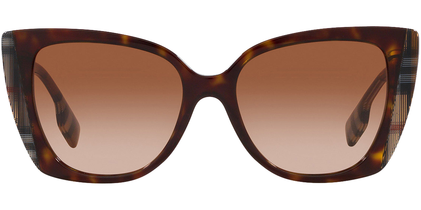Burberry Meryl Women Dark Havana/Check Brown Butterfly Sunglasses BE4393F-405313 Brown Gradient Lens 54mm
