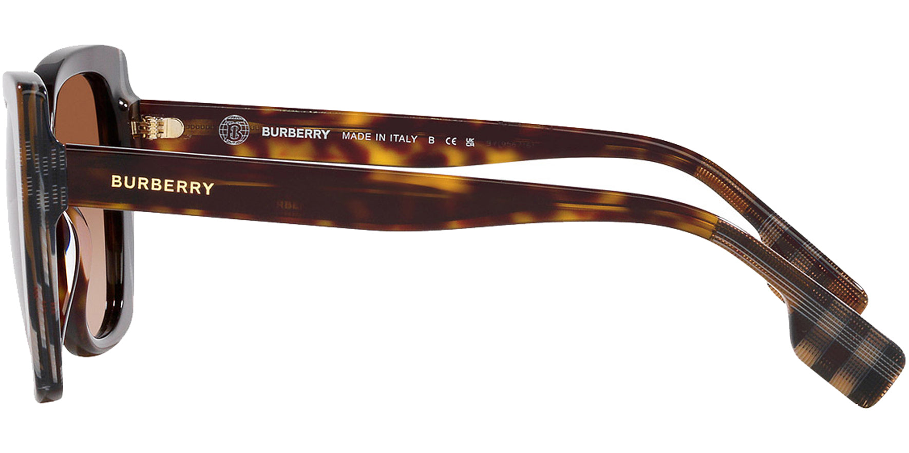 Burberry Meryl Women Dark Havana/Check Brown Butterfly Sunglasses BE4393F-405313 Brown Gradient Lens 54mm