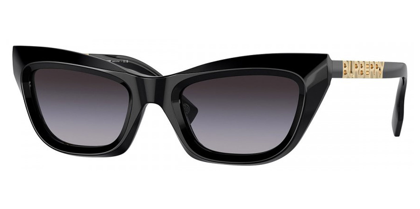 Burberry Women Shiny Black Cat Eye Sunglasses BE4409-30018G Grey Gradient Lens 51mm