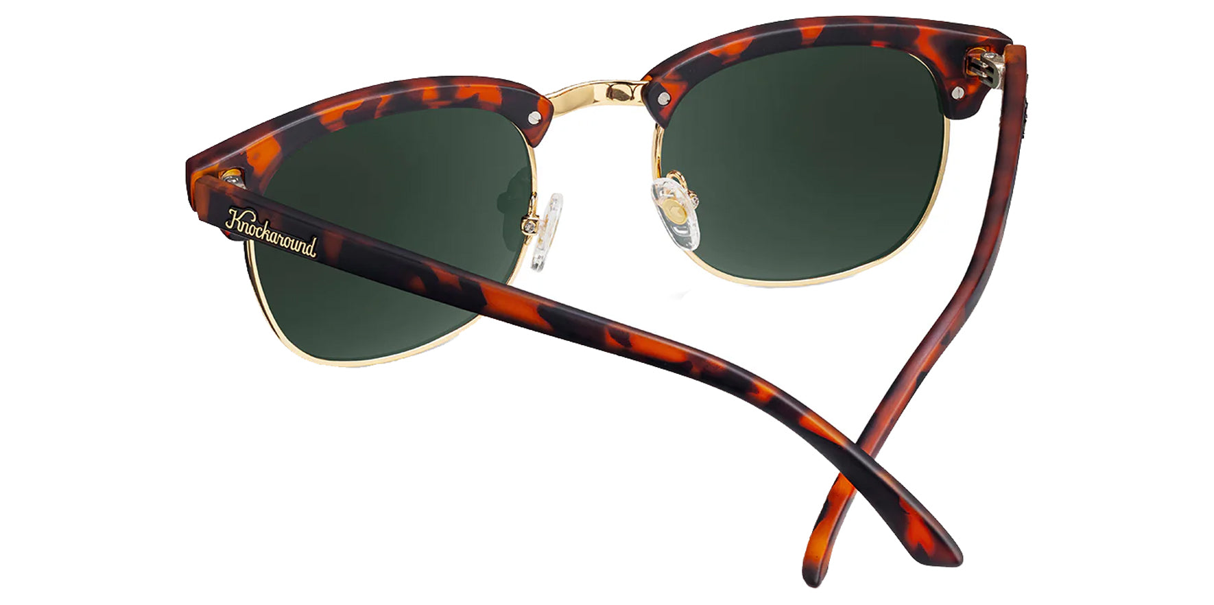 Knockaround Brooklines Matte Tortoise Round w/ Browline Sunglasses BLAV3408 Polarized Aviator Green Lens 50mm