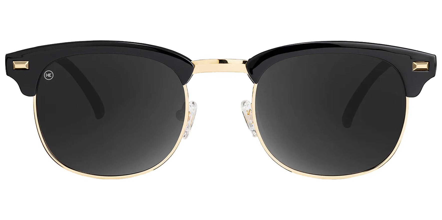 Knockaround Brooklines Glossy Black Round w/ Browline Sunglasses BLSK3409 Black Smoke Polarized Lens 50mm