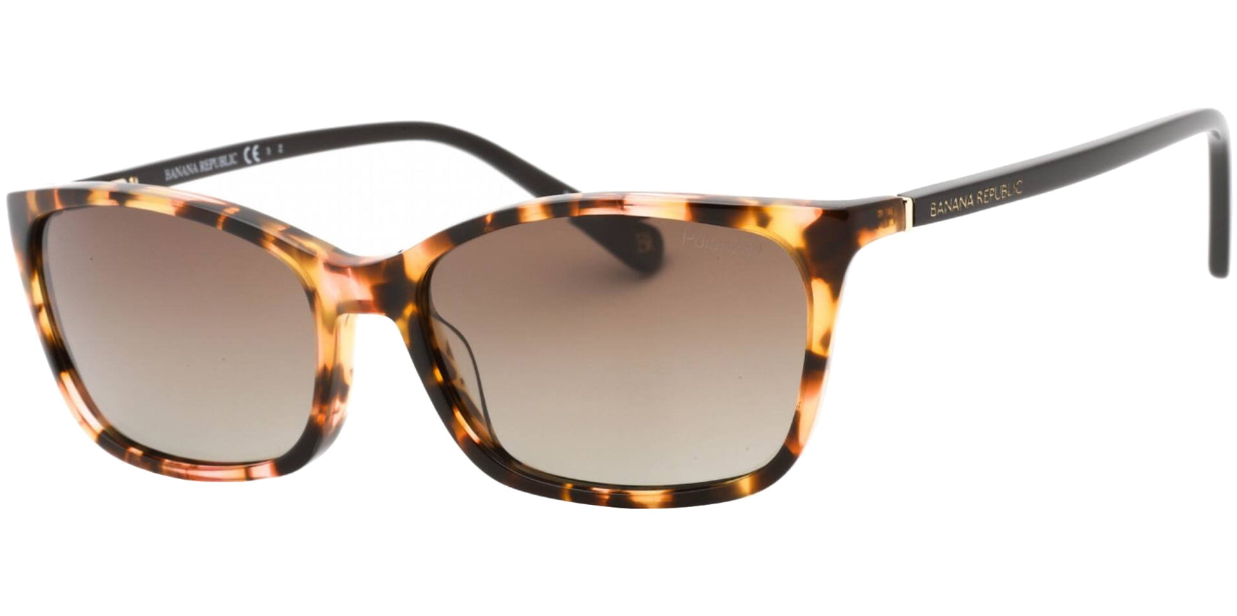 Banana Republic Women Pink Havana Rectangular Sunglasses BR2007S-00B0-LA Brown Gradient Polarized Lens 55mm