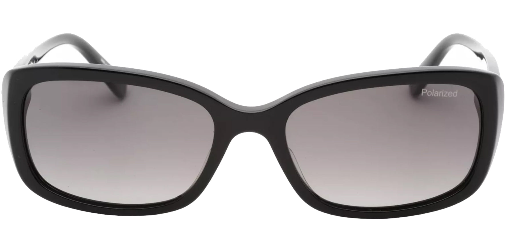 Banana Republic Women Shiny Black Rectangular Sunglasses BR2008S-0807-WJ Grey Gradient Polarized Lens 54mm