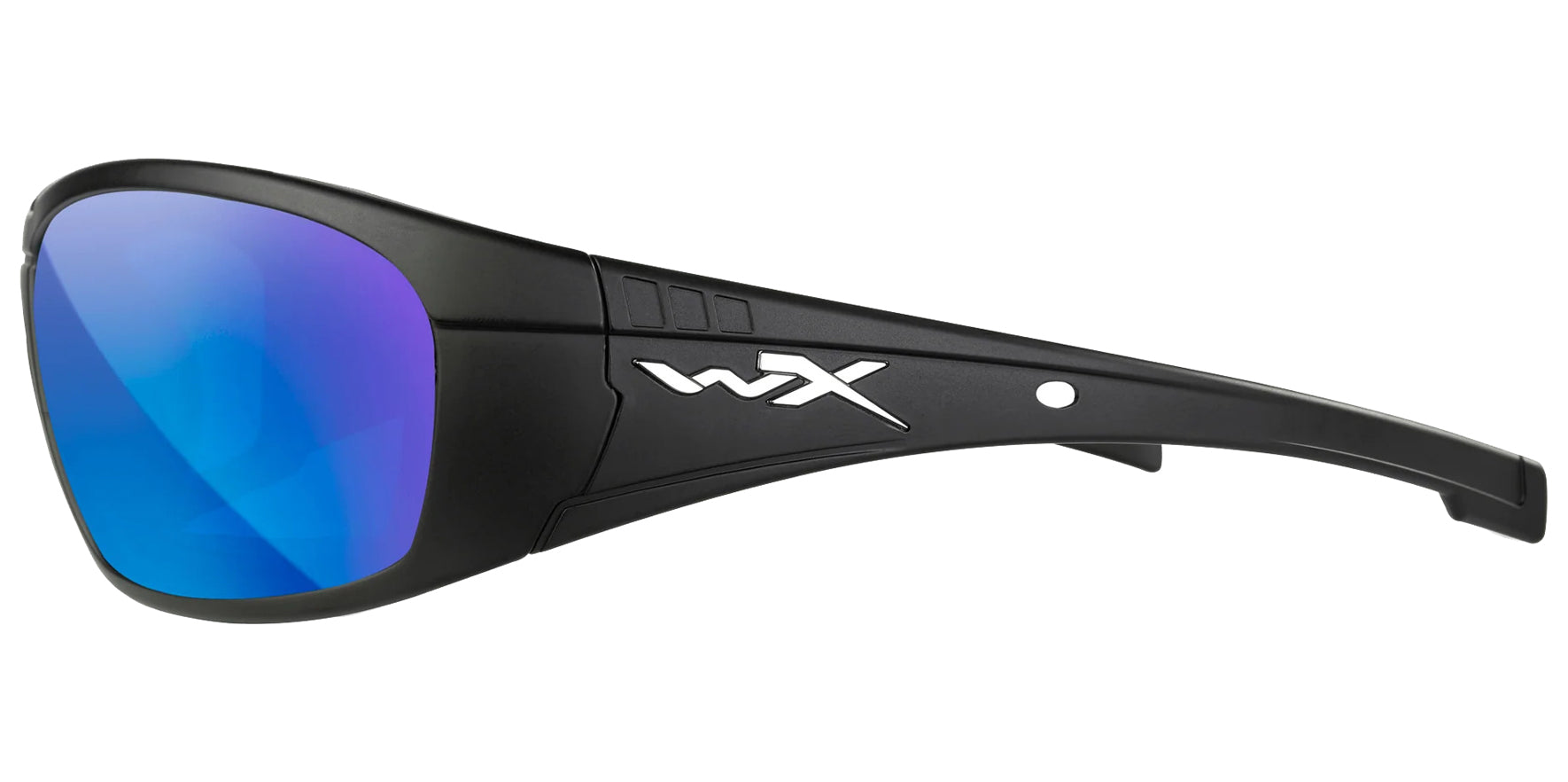 Wiley X Boss Matte Black Wraparound Sunglasses CCBOS09 CAPTIVATE™ Polarized Blue Mirror Lens 68mm