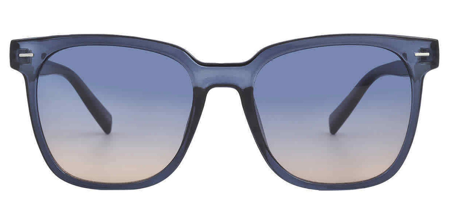 Calvin Klein Women Crystal Navy Square Sunglasses CK20519S-410 Blue Peach Pink Gradient Lens 55mm