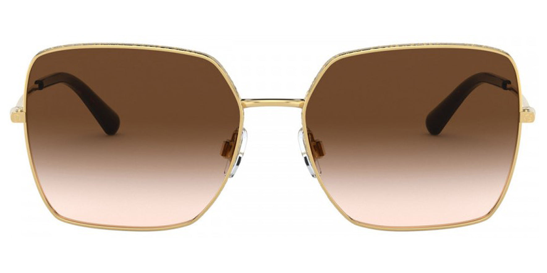 Dolce & Gabbana Women Gold-Tone Geometric Sunglasses DG2242-44240 Brown Gradient Lens 57mm