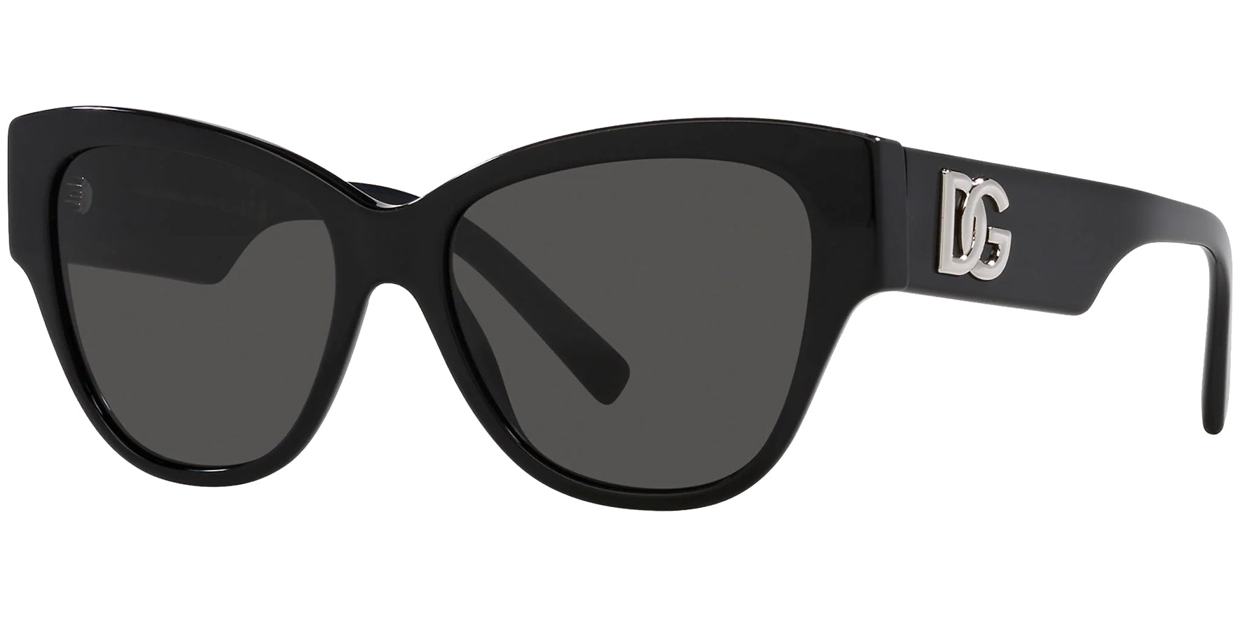Dolce & Gabbana Women Black Oversized Round Cat Eye Sunglasses DG4449-50187 Dark Grey Lens 54mm