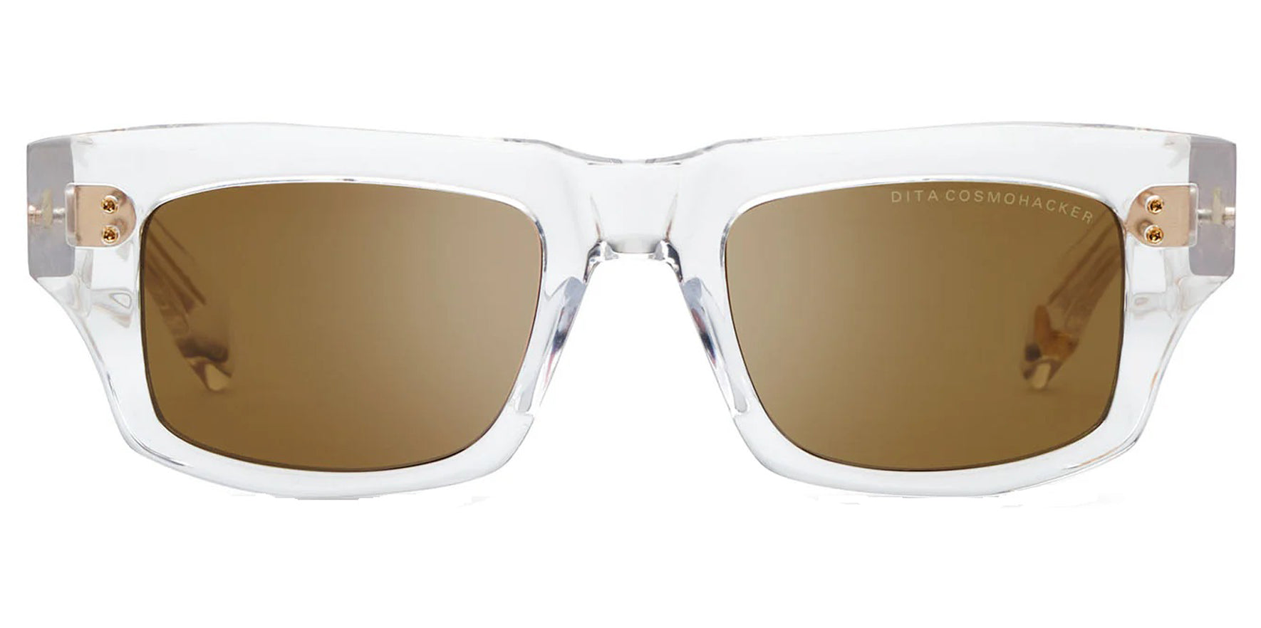 Dita Cosmohacker Crystal Clear Rectangular Sunglasses DTS727-A-02 Brown Lens 52mm