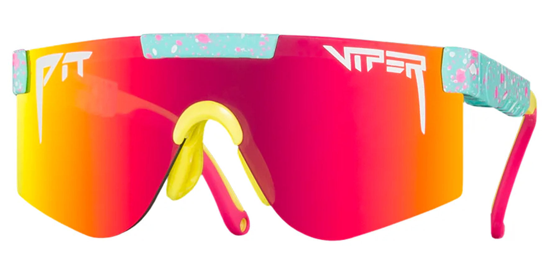 Pit Viper The Playmate XS Youth Teal Splatter Shield Sunglasses E-2K-PLAYMTE-JXS Rainbow Lens