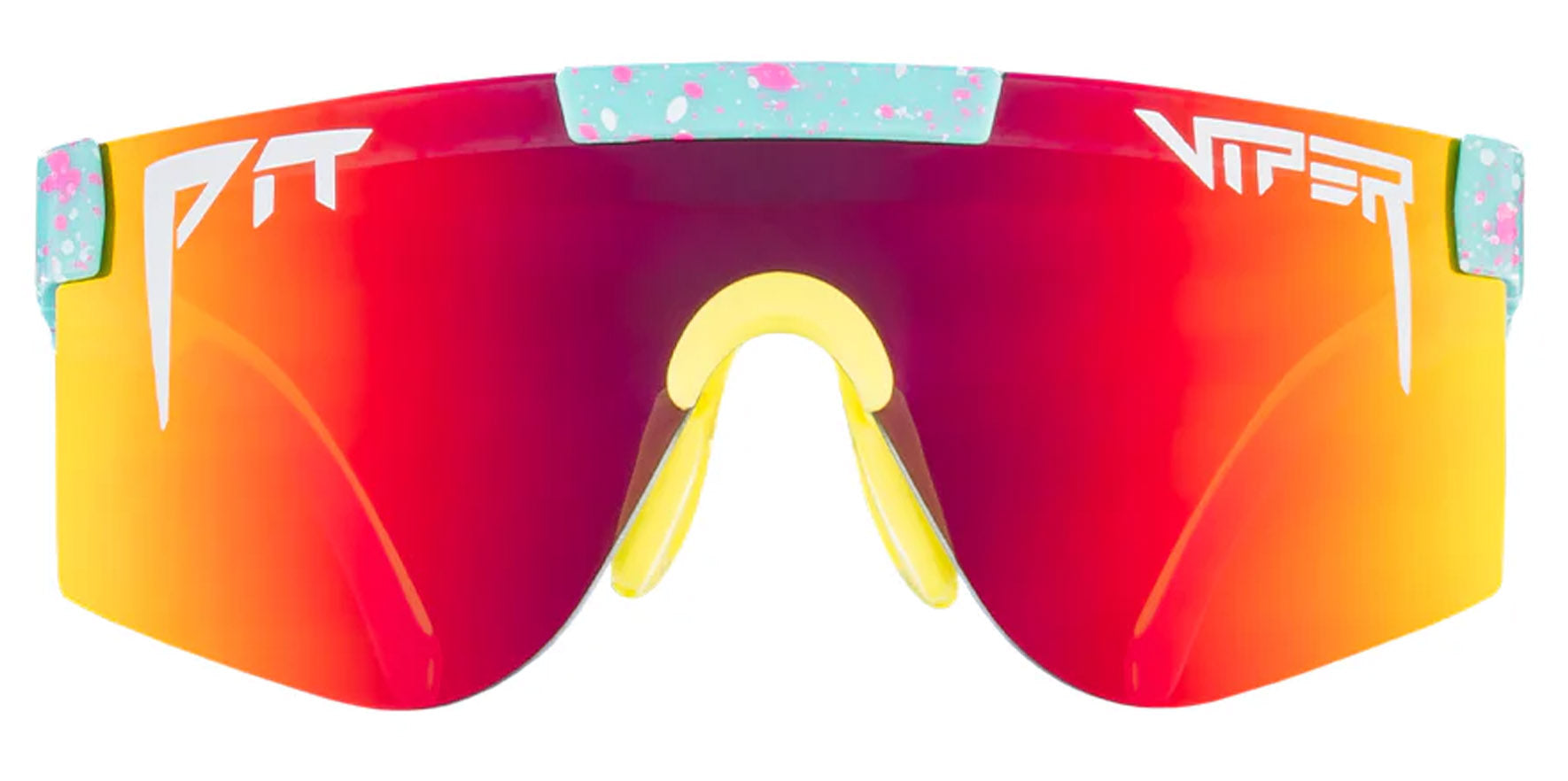 Pit Viper The Playmate XS Youth Teal Splatter Shield Sunglasses E-2K-PLAYMTE-JXS Rainbow Lens