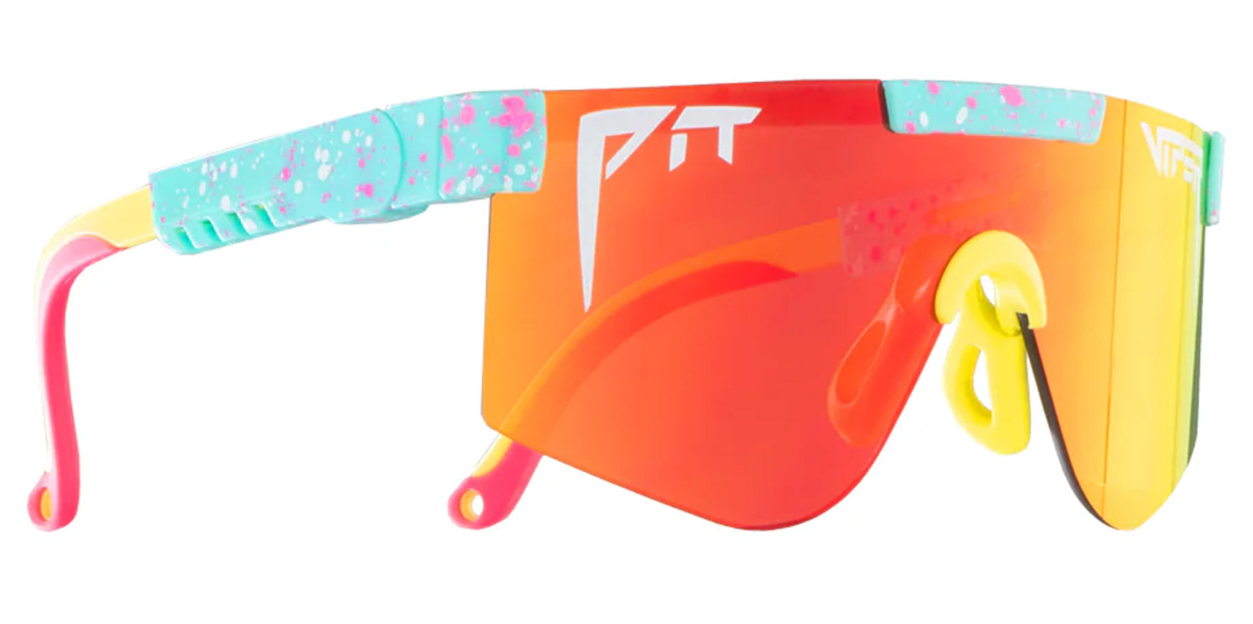 Pit Viper The Playmate XS Youth Teal Splatter Shield Sunglasses E-2K-PLAYMTE-JXS Rainbow Lens