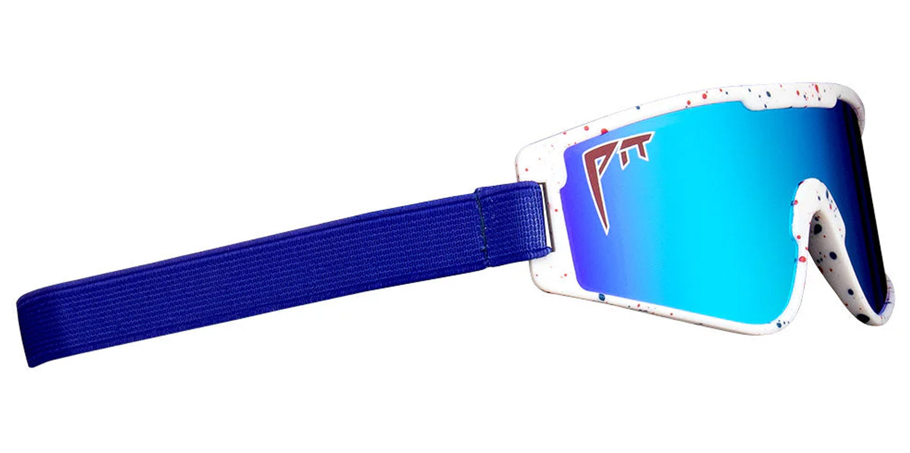 Pit Viper The Merika Baby Vipes White Red Splatter Shield Sunglasses E-BV-MERIKAB-PCA Blue Lens