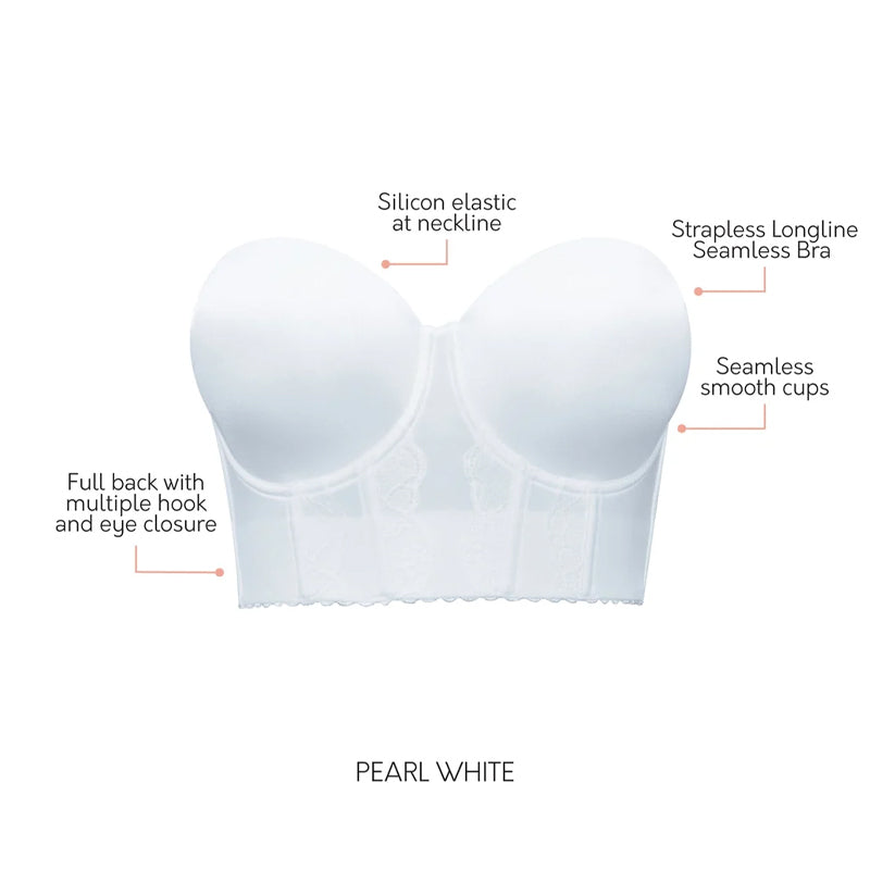 Parfait Elissa Full Bust Longline Strapless Bra, White - ELISSA-P50116-PEARLWHITE