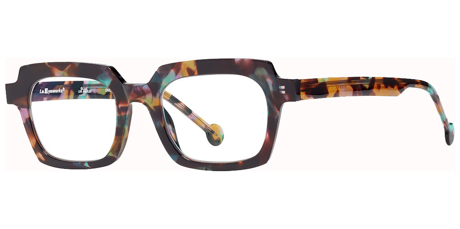 L.A. Eyeworks Fairfax 9168 Sea Turtle Rectangular Eyeglass Frames FAIRFAX9168 Clear Lens 46mm