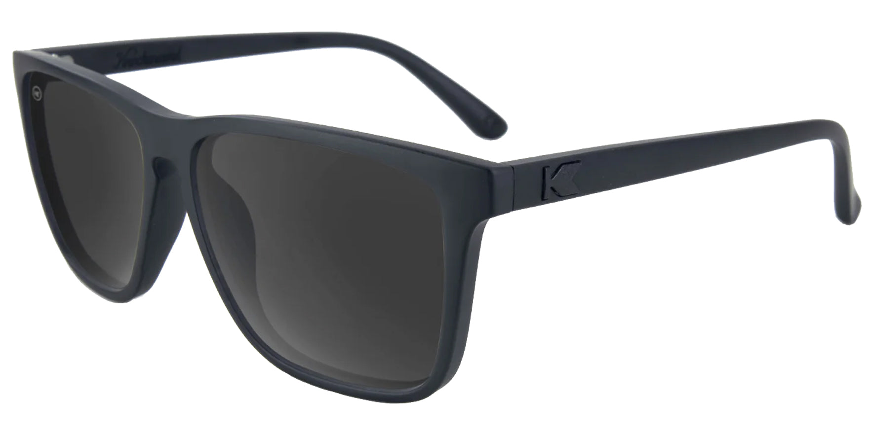 Knockaround Fast Lanes Matte Black Square Sunglasses FLSK3080 Smoke Polarized Lens 56mm