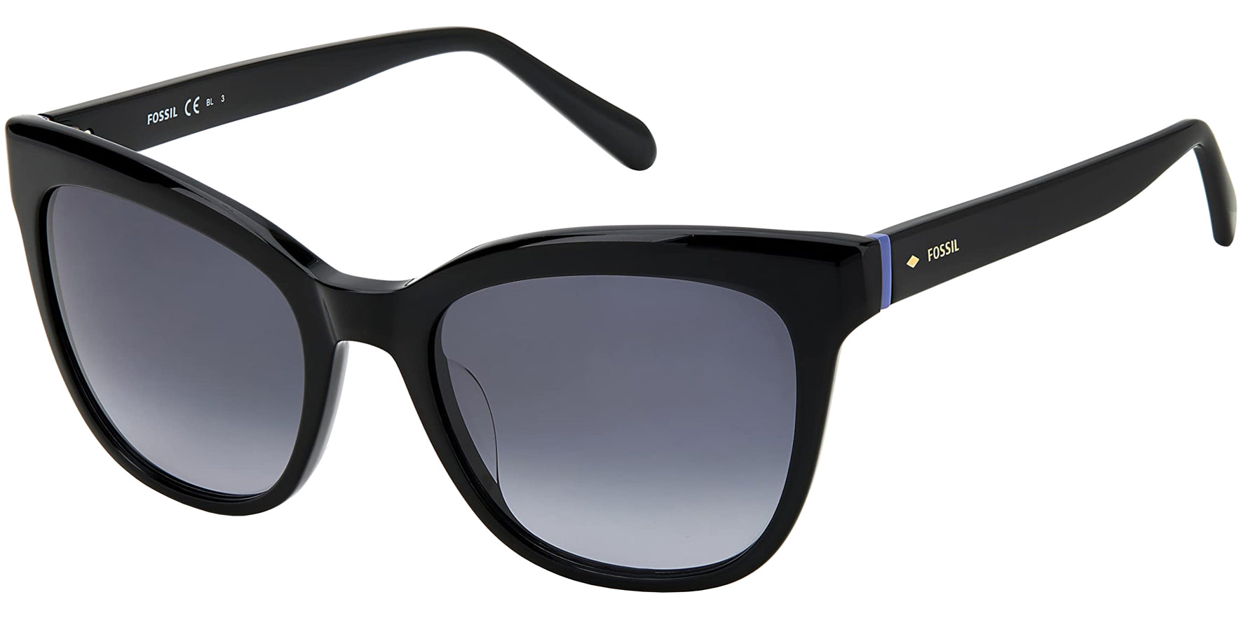 Fossil Women Black Cat Eye Sunglasses FOS2111S-0807-9O Dark Grey Gradient Lens 53mm