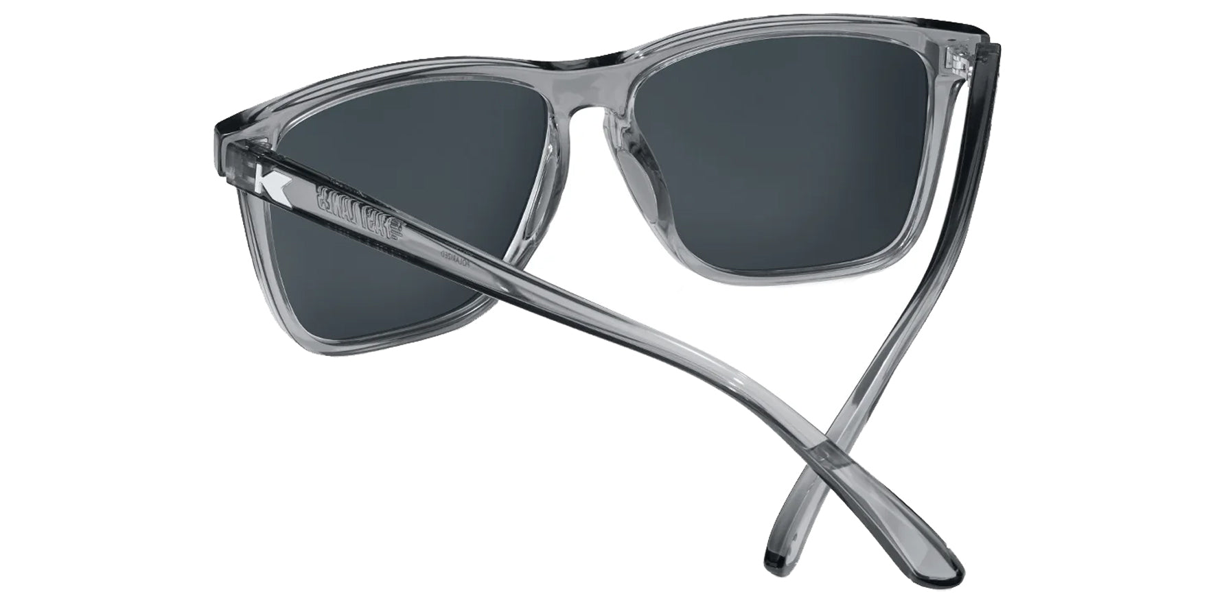 Knockaround Fast Lanes Sport Glossy Clear Grey Square Sunglasses FSAQ3432 Polarized Aqua Mirrored Lens 56mm