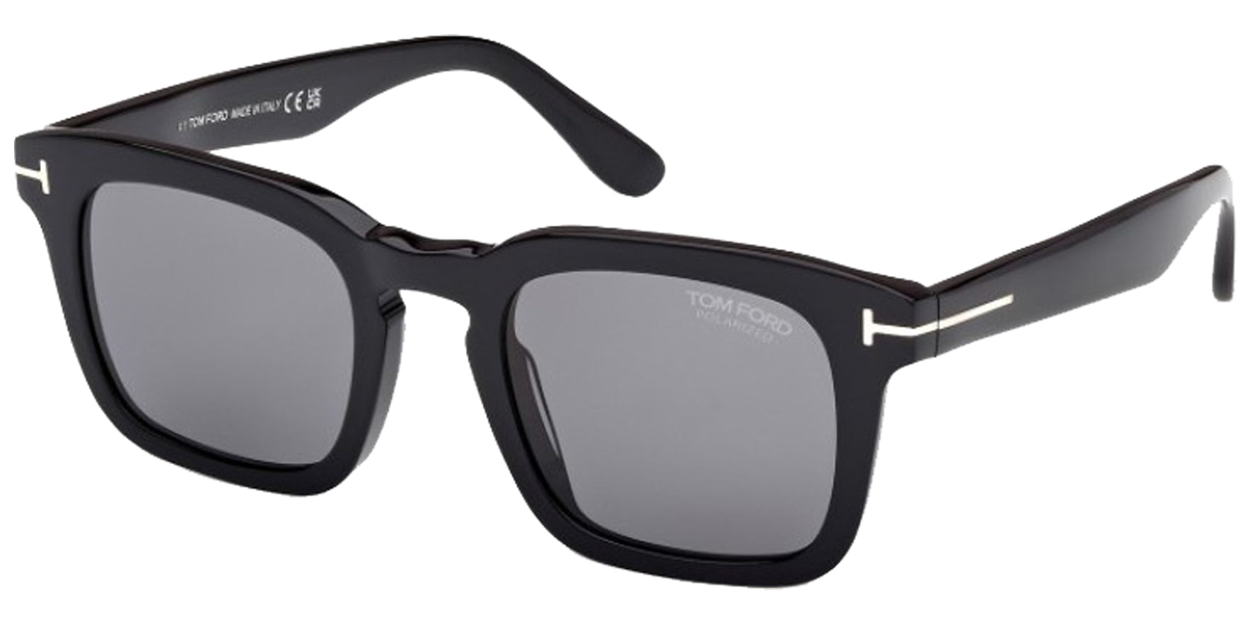 Tom Ford Dax Men Shiny Black Square Sunglasses FT0751-01D Polarized Smoke Lens 50mm