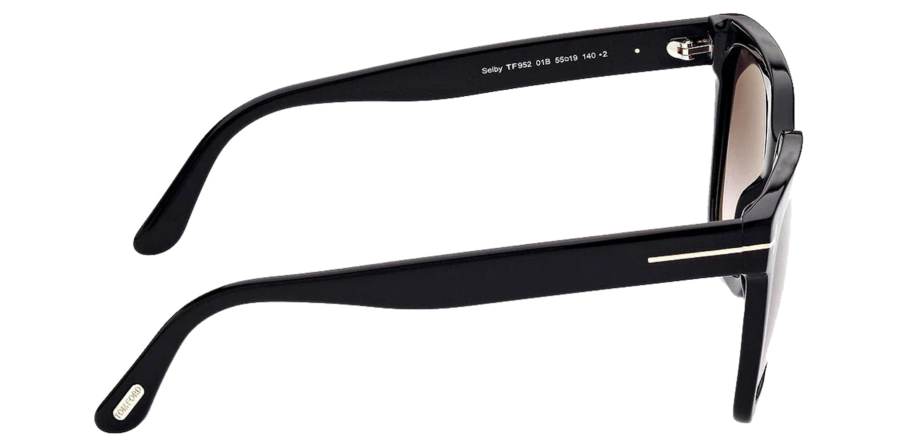 Tom Ford Selby Women Shiny Black Square Sunglasses FT0952-01B Smoke Gradient Lens 55mm