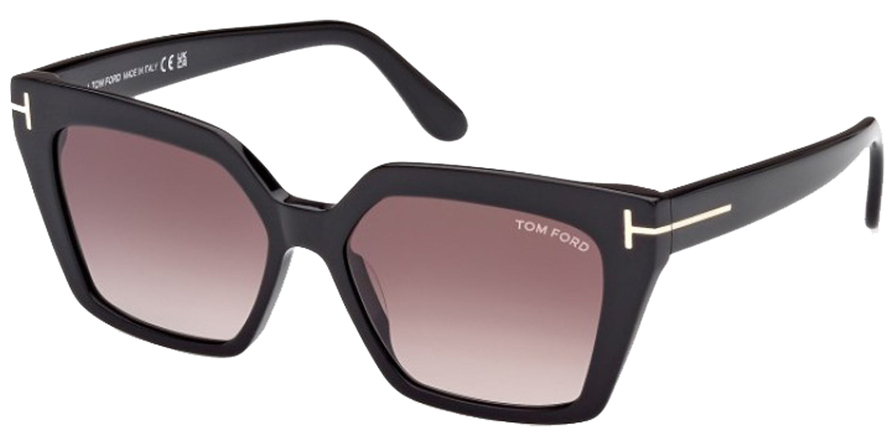 Tom Ford Winona Women Shiny Black Geometric Cat Eye Sunglasses FT1030-01Z Purple Gradient Lens 53mm