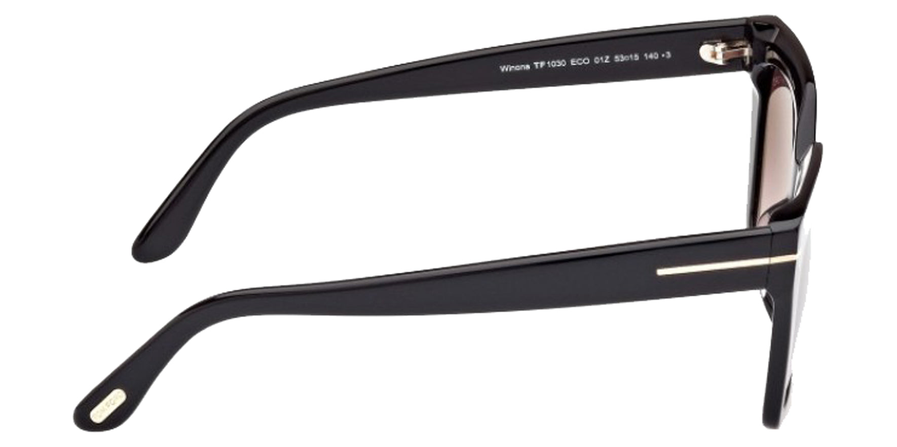 Tom Ford Winona Women Shiny Black Geometric Cat Eye Sunglasses FT1030-01Z Purple Gradient Lens 53mm