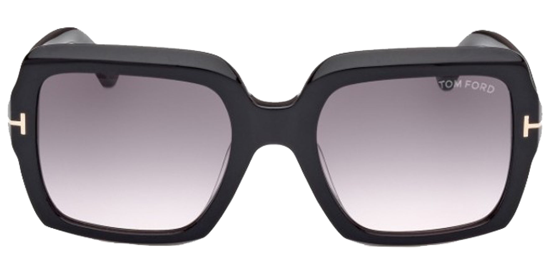 Tom Ford Kaya Women Shiny Black Square Sunglasses FT1082-01B Smoke Gradient Lens 54mm