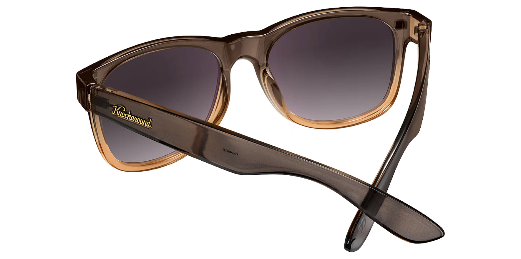 Knockaround Fort Knocks Cortado Clear Amber/Transparent Brown Soft Square Sunglasses FTSG3407 Polarized Black Smoke Gradient Lens 54mm