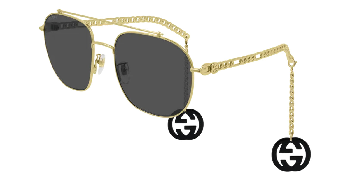 Gucci Goldtone Sunglasses Buy Gucci GG0252S 003 Goldtone Metal Oversized Brown Lens  main image 3