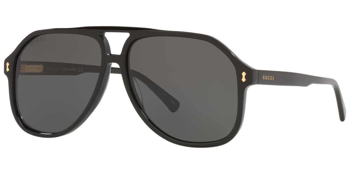 Gucci Men Black Pilot Sunglasses GG1042S-001 Grey Lens 60mm