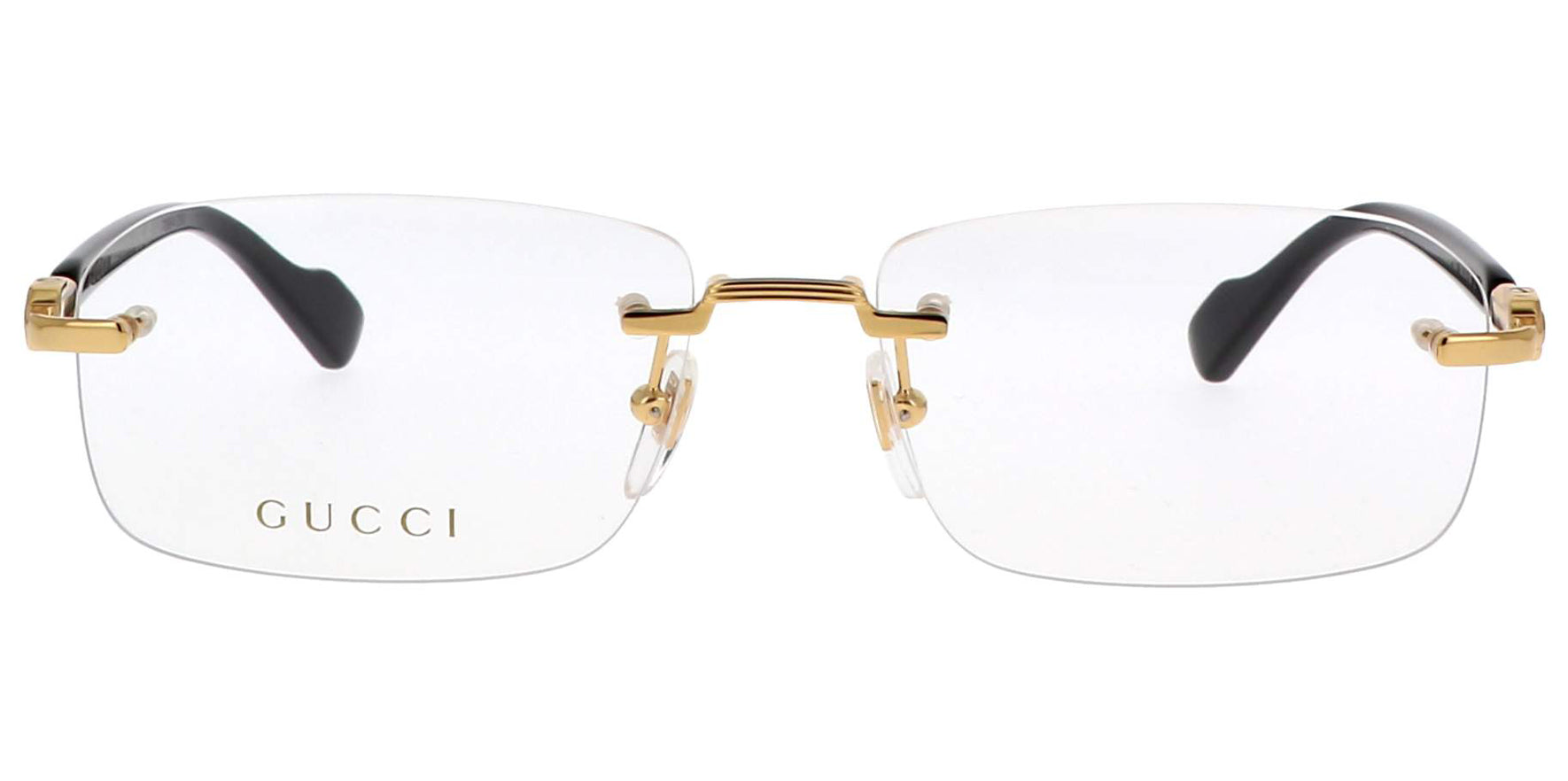 Gucci Men Gold-Tone Rimless Rectangular Eyeglass Frames GG1221O-001 Clear Demo Lens 56mm