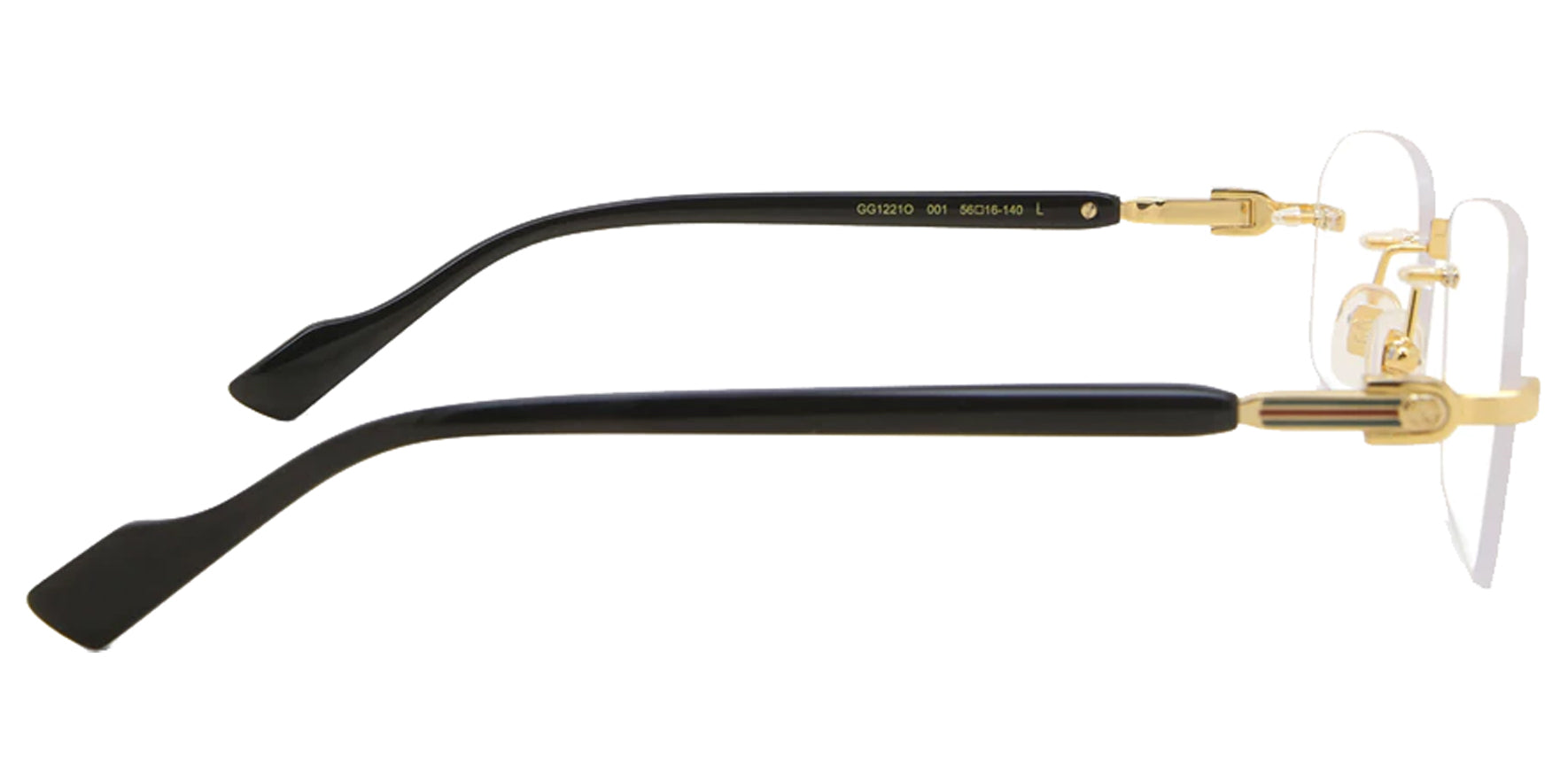 Gucci Men Gold-Tone Rimless Rectangular Eyeglass Frames GG1221O-001 Clear Demo Lens 56mm