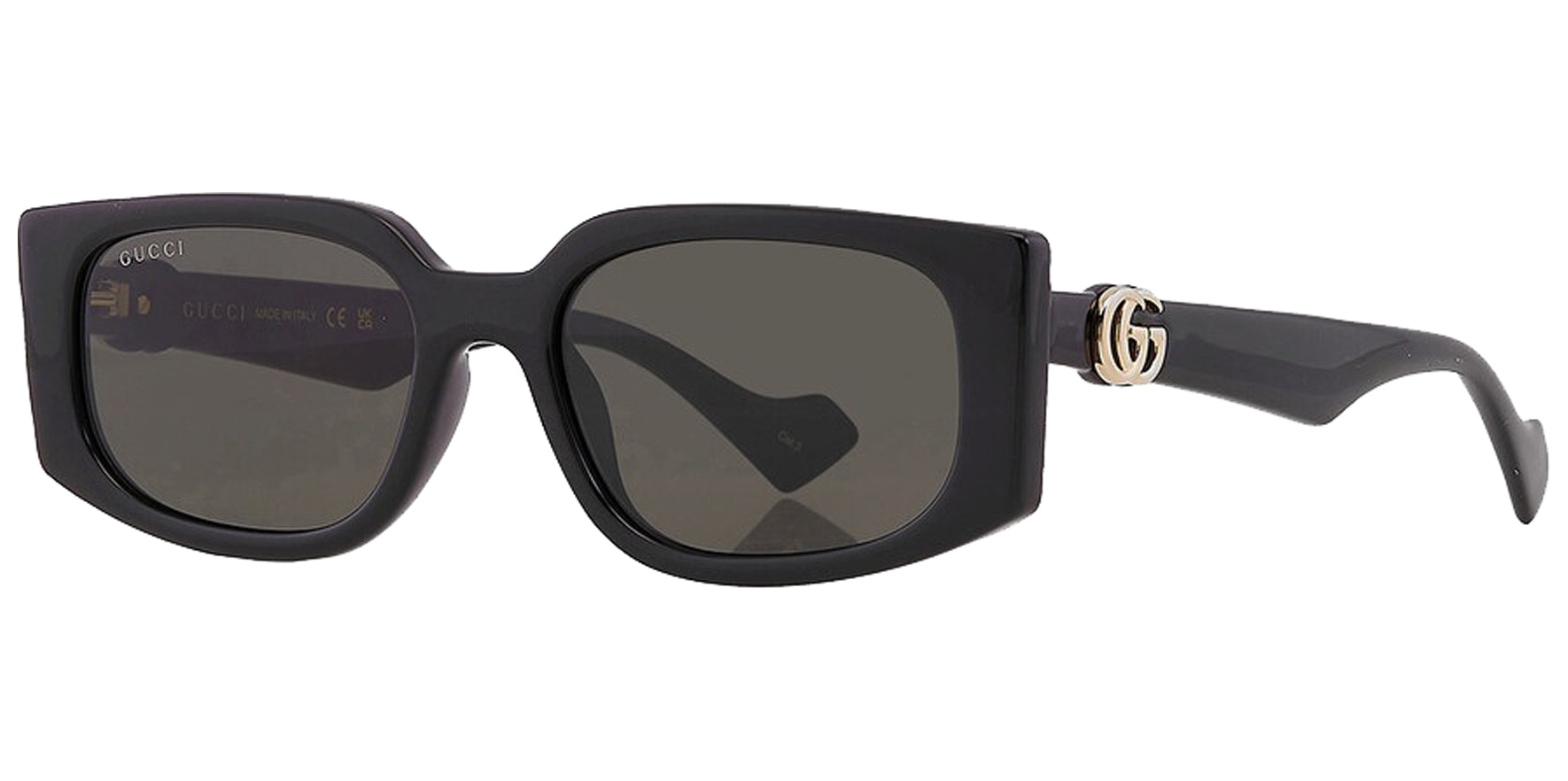 Gucci Women Black Rectangular Sunglasses GG1534S-001 Grey Lens 55mm