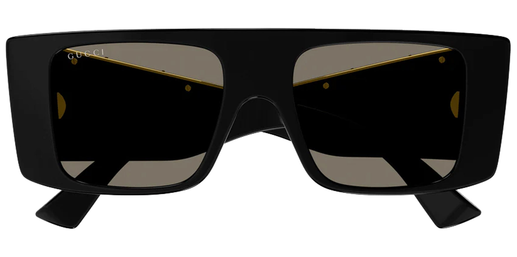 Gucci Men Black Flat-Top Rectangular Sunglasses GG1888S-001 Brown Lens 50mm