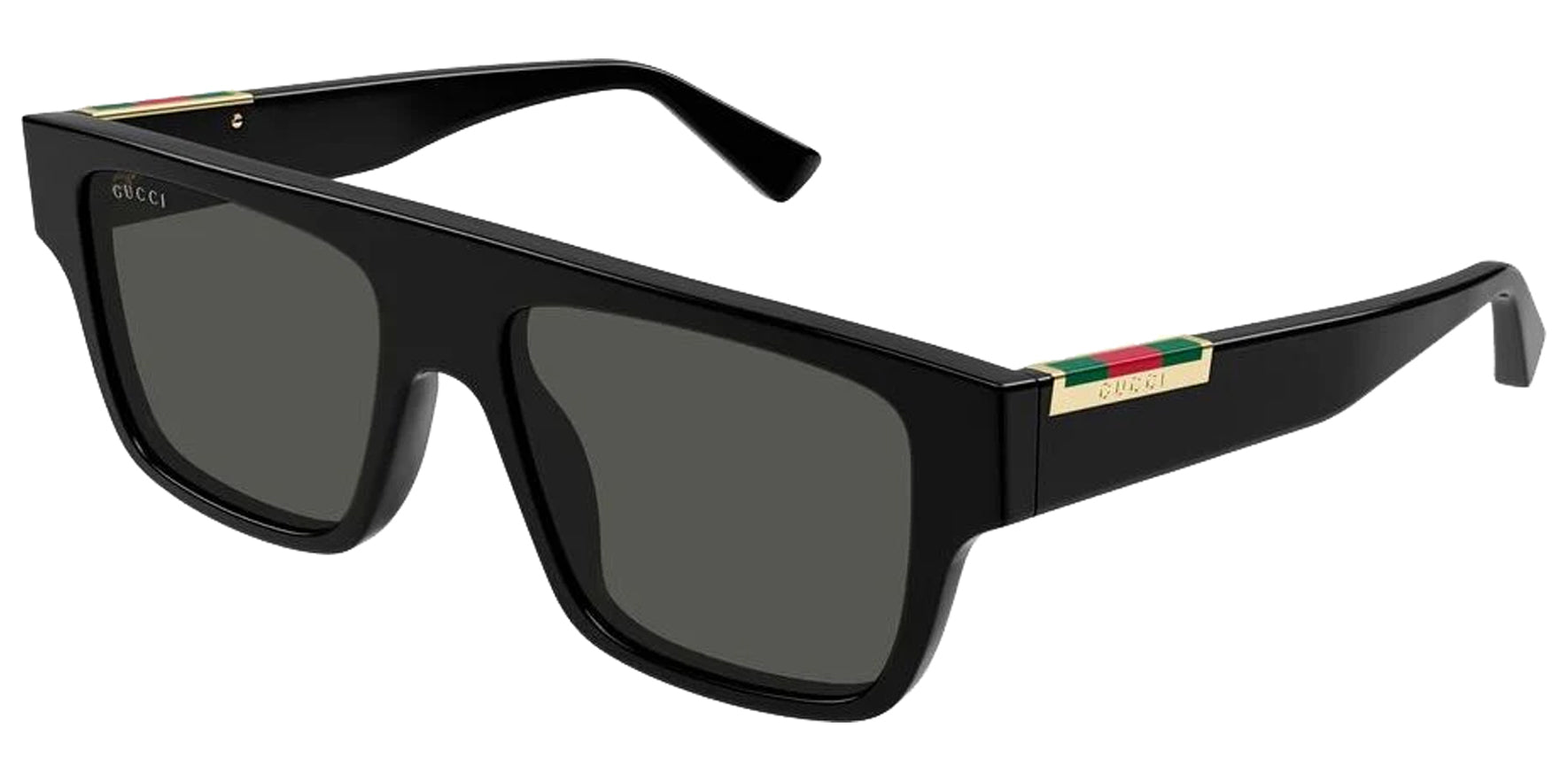 Gucci Men Black Flat-Top Square Sunglasses GG1960S-002 Grey Lens 53mm