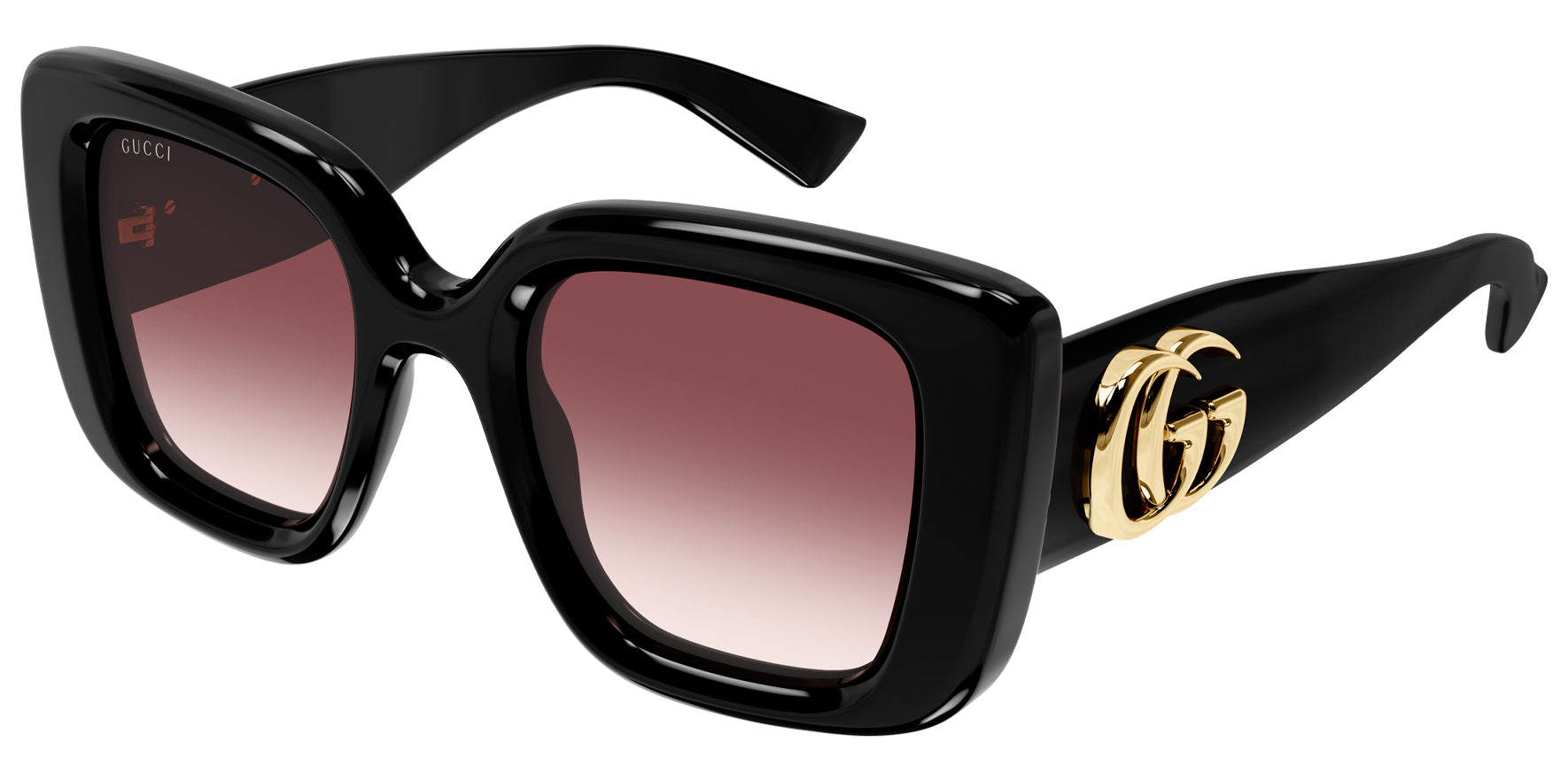 Gucci Women Black Butterfly Sunglasses GG1975S-001 Red Gradient Lens 50mm