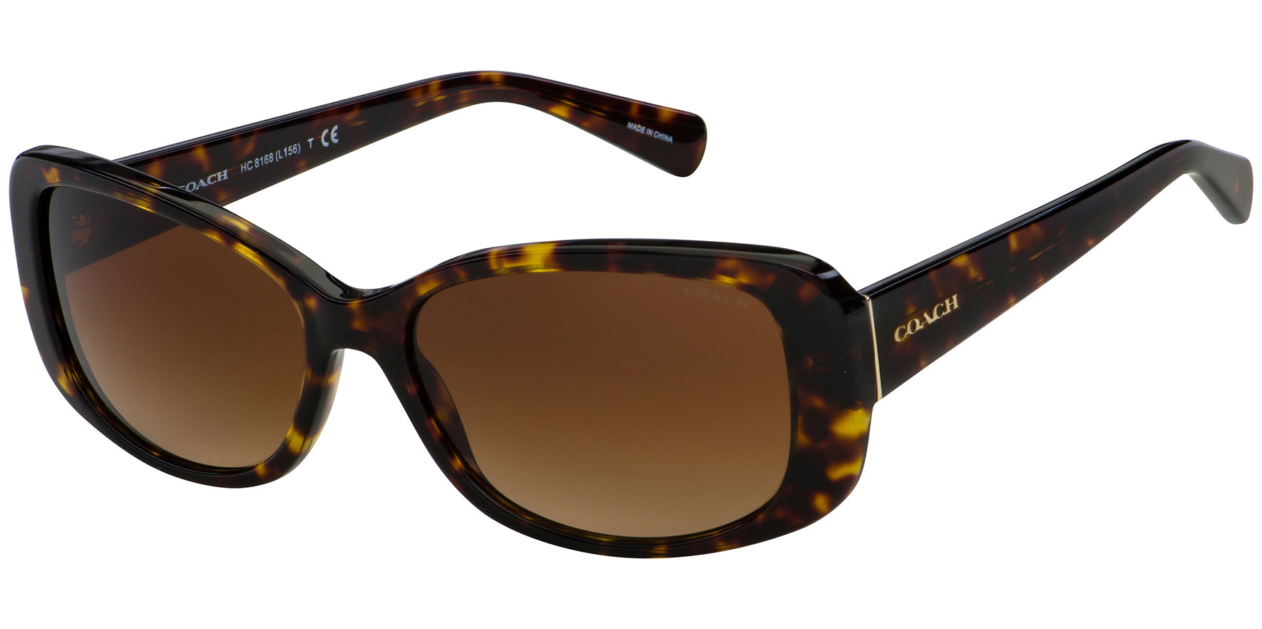 Coach Women Dark Tortoise Rectangular Sunglasses HC8168-512013 Brown Gradient Lens 56mm