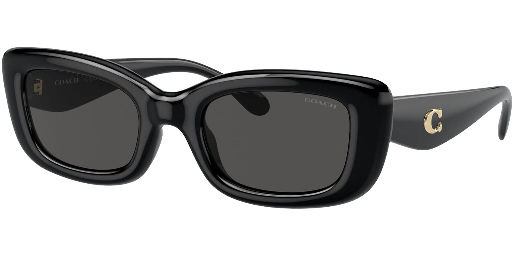 Coach Women Shiny Black Pillow Rectangle Sunglasses HC8390U-500287 Grey Lens 51mm